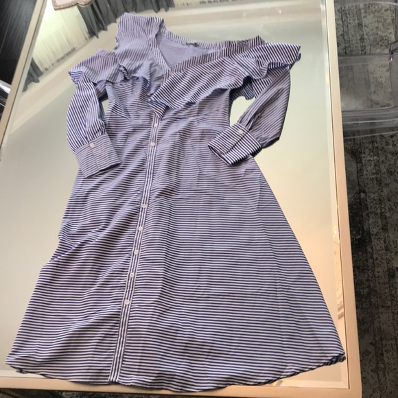 EUC Zoe & Sam Cold Shoulder Asymmetrical Dress L - Picture 6 of 7